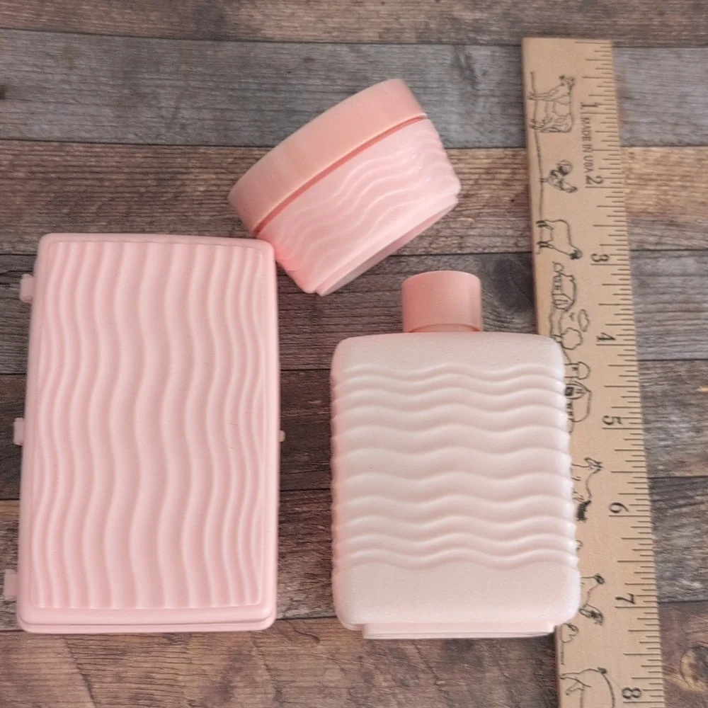 60s 70s Vintage Rare Pink Floral Cosmetic Toiletry Set Organizer New